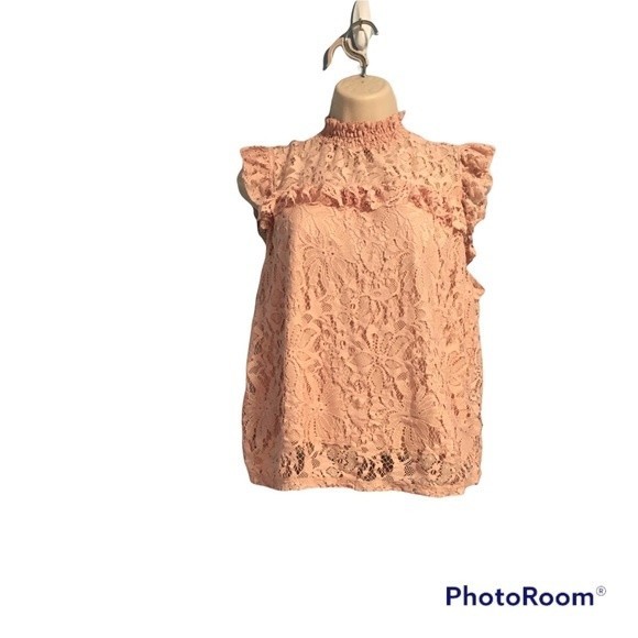 Topshop Lace Ruffle Shell Top - Picture 3 of 8